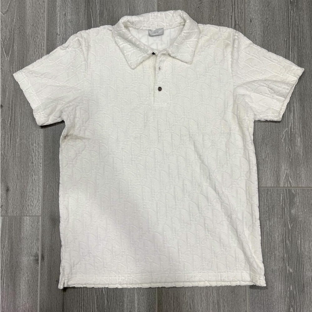 Dior Oblique White Polo Shirt Size Medium Designer Luxury Pre-Owned